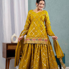 Heavy Chinnon Silk Sharara Palazzo Suit Set