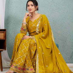 Heavy Chinnon Silk Sharara Palazzo Suit Set
