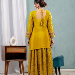 Heavy Chinnon Silk Sharara Palazzo Suit Set