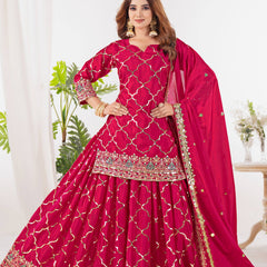 Heavy Chinnon Silk Sharara Palazzo Suit Set
