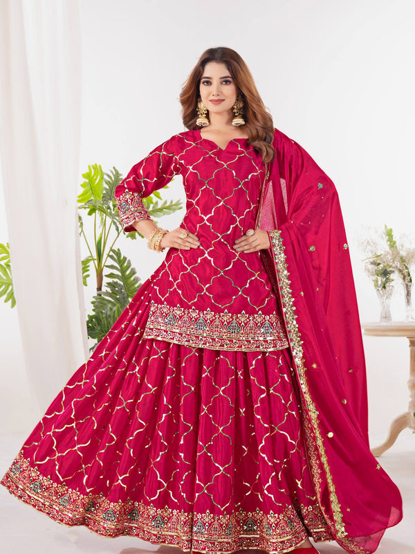 Heavy Chinnon Silk Sharara Palazzo Suit Set