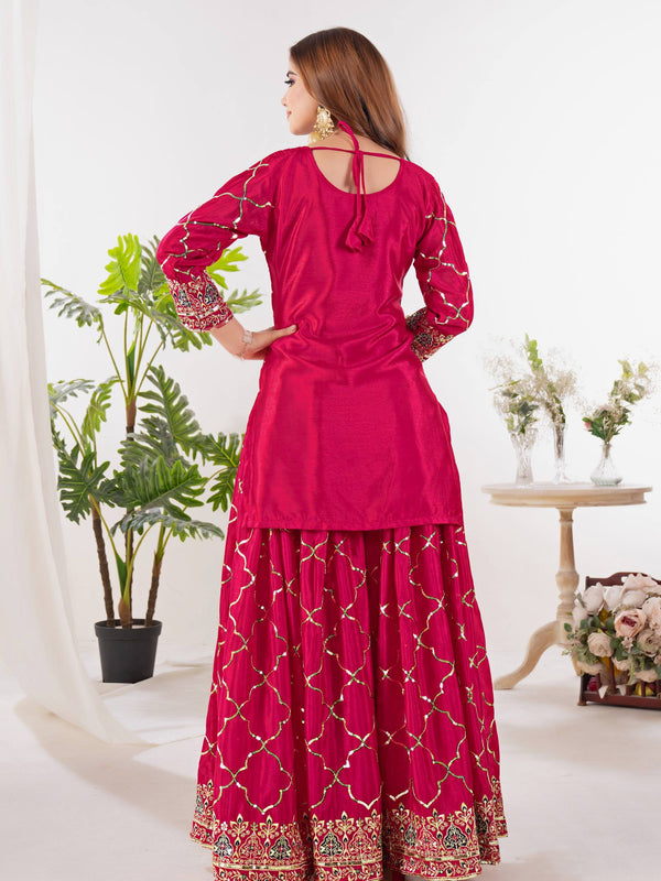 Heavy Chinnon Silk Sharara Palazzo Suit Set