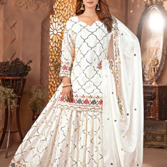Heavy Chinnon Silk Sharara Palazzo Suit Set