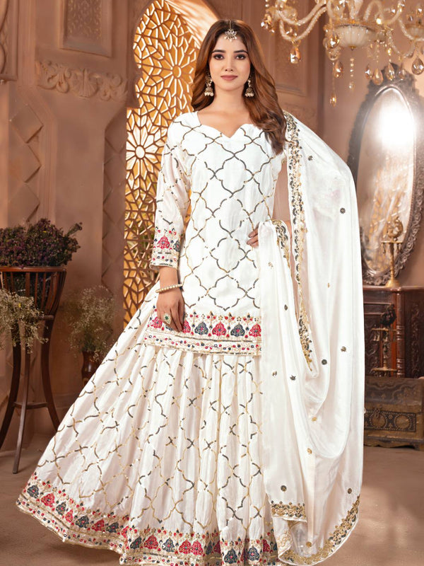 Heavy Chinnon Silk Sharara Palazzo Suit Set
