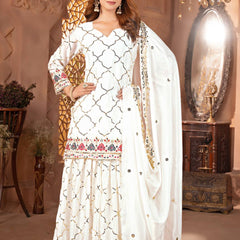 Heavy Chinnon Silk Sharara Palazzo Suit Set