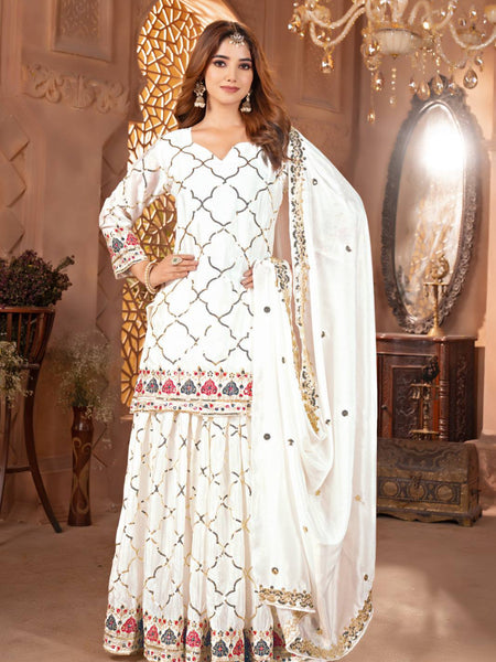 Heavy Chinnon Silk Sharara Palazzo Suit Set