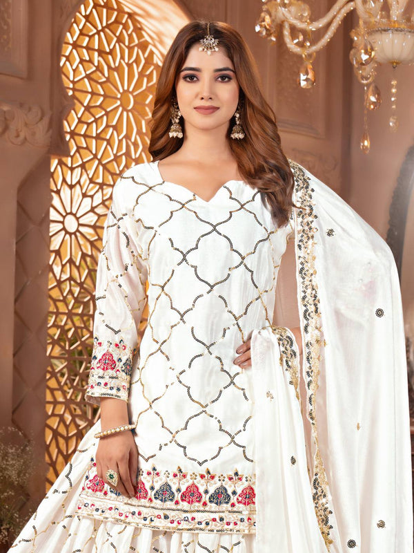 Heavy Chinnon Silk Sharara Palazzo Suit Set
