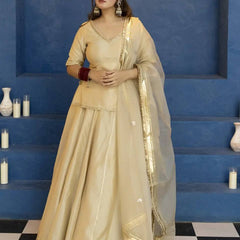 Heavy Bids hand Embroidery Work Wtih Back Side Zipper Top Lehenga