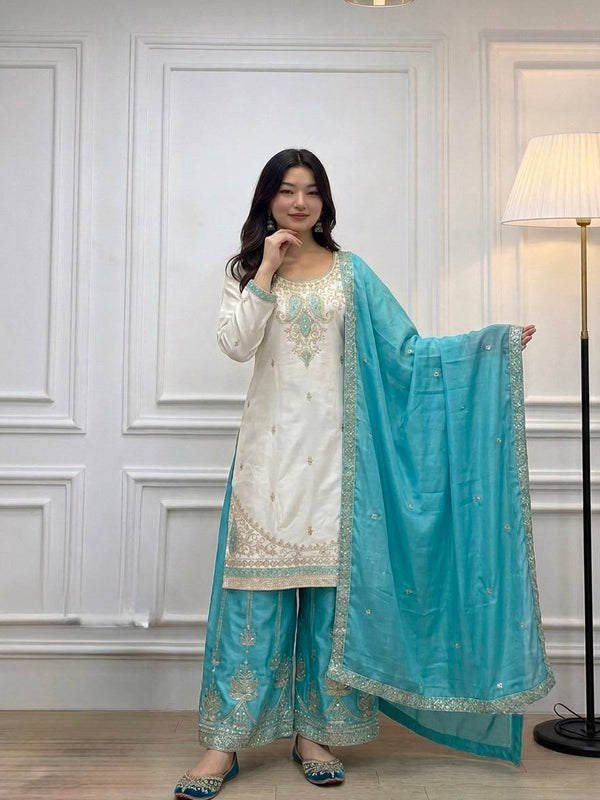Pure Roman Silk Palazzo Suit Set
