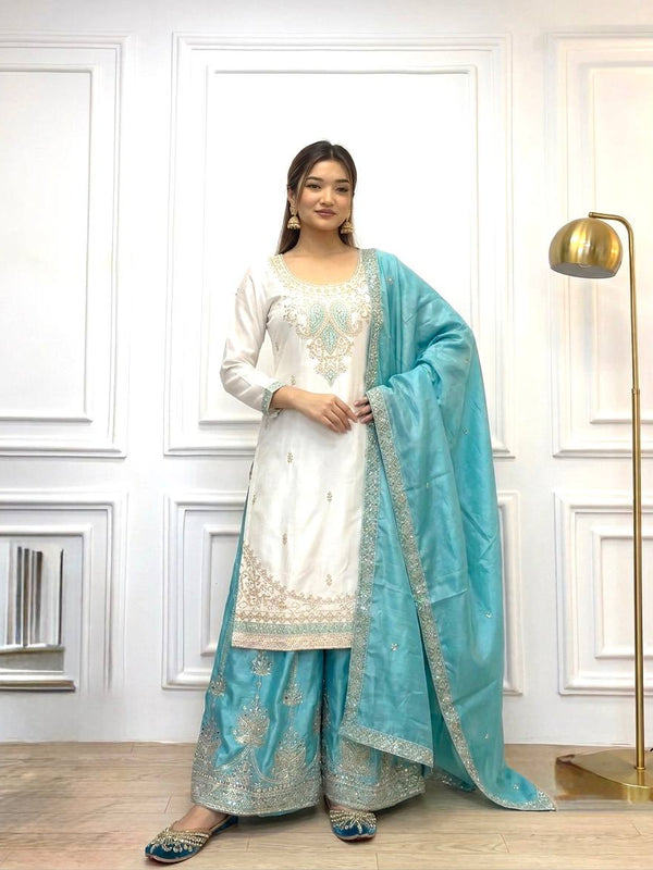 Pure Roman Silk Palazzo Suit Set