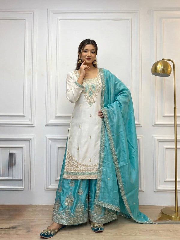 Pure Roman Silk Palazzo Suit Set