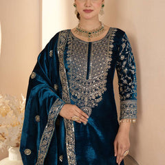 Pure Heavy Viscose Velvet With Heavy Embroidery Coding Sequence Work
