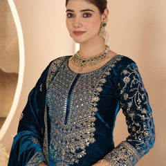 Pure Heavy Viscose Velvet With Heavy Embroidery Coding Sequence Work
