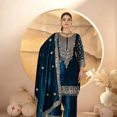 Pure Heavy Viscose Velvet With Heavy Embroidery Coding Sequence Work