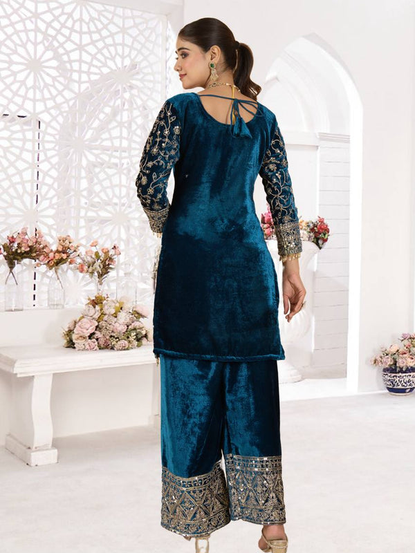 Pure Heavy Viscose Velvet With Heavy Embroidery Coding Sequence Work