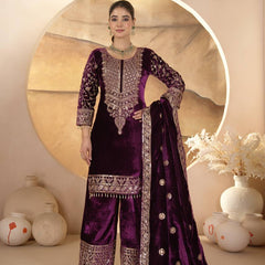 Pure Heavy Viscose Velvet With Heavy Embroidery Coding Sequence Work