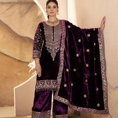 Pure Heavy Viscose Velvet With Heavy Embroidery Coding Sequence Work