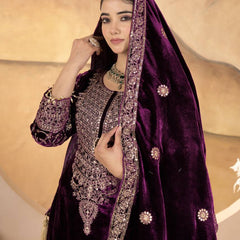 Pure Heavy Viscose Velvet With Heavy Embroidery Coding Sequence Work