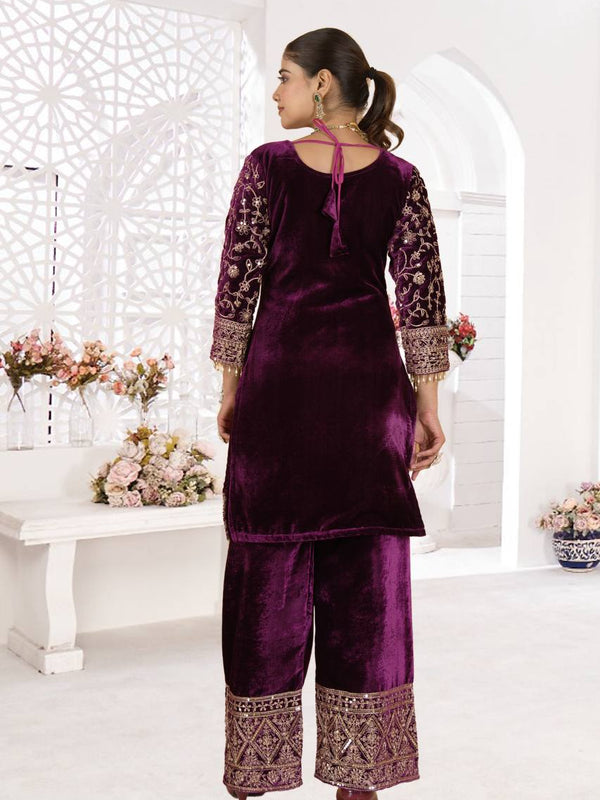 Pure Heavy Viscose Velvet With Heavy Embroidery Coding Sequence Work