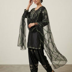 Heavy Japan Satin Material With Embroidery sequence Work Top With Farshi Salwar