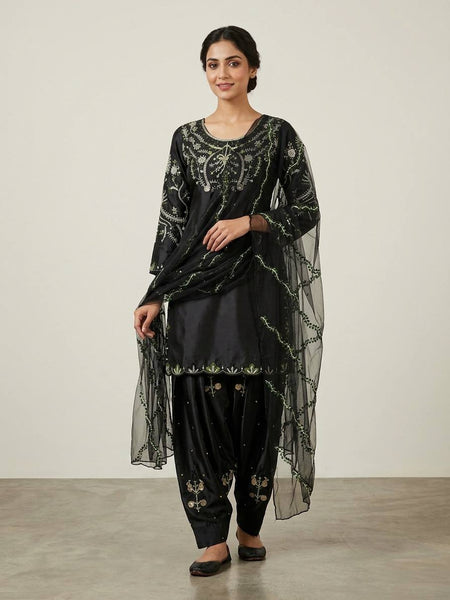 Heavy Japan Satin Material With Embroidery sequence Work Top With Farshi Salwar