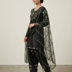 Heavy Japan Satin Material With Embroidery sequence Work Top With Farshi Salwar
