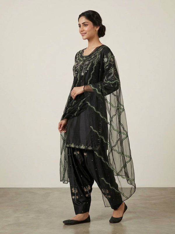 Heavy Japan Satin Material With Embroidery sequence Work Top With Farshi Salwar