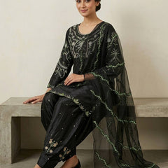 Heavy Japan Satin Material With Embroidery sequence Work Top With Farshi Salwar