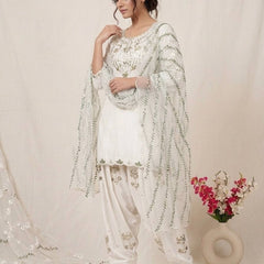 Heavy Japan Satin Material With Embroidery sequence Work Top With Farshi Salwar
