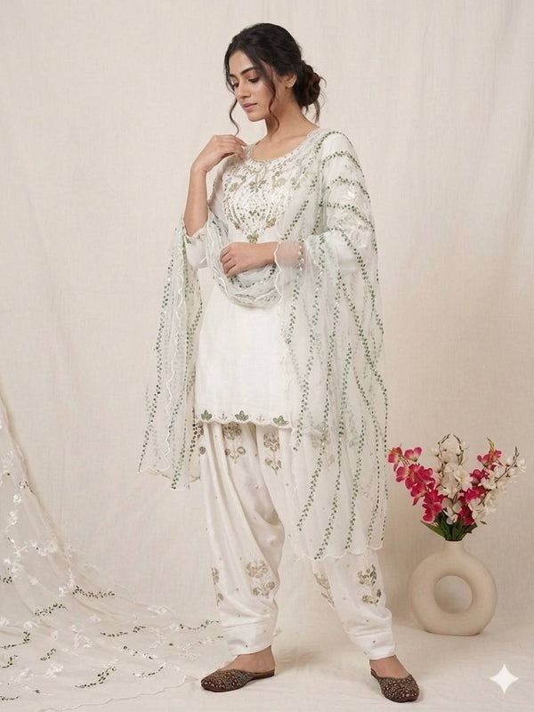 Heavy Japan Satin Material With Embroidery sequence Work Top With Farshi Salwar