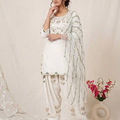 Heavy Japan Satin Material With Embroidery sequence Work Top With Farshi Salwar