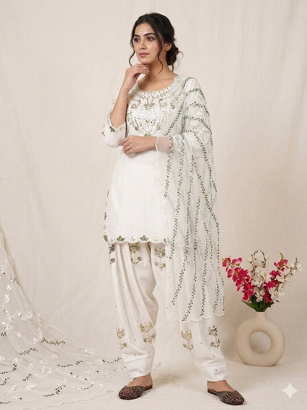 Heavy Japan Satin Material With Embroidery sequence Work Top With Farshi Salwar