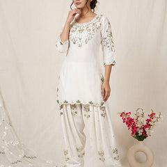 Heavy Japan Satin Material With Embroidery sequence Work Top With Farshi Salwar