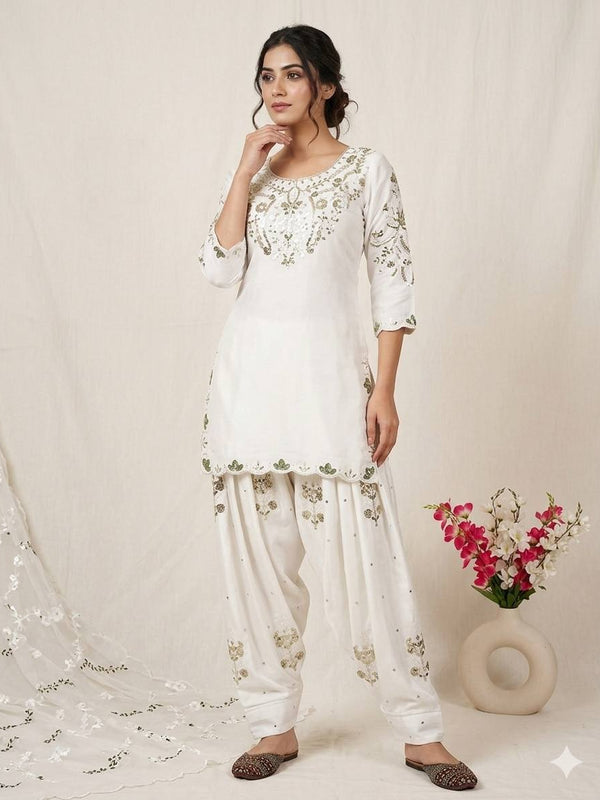 Heavy Japan Satin Material With Embroidery sequence Work Top With Farshi Salwar
