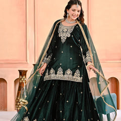 Pure Heavy Viscose Velvet Sharara Palazzo Suit Set