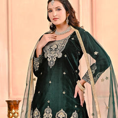 Pure Heavy Viscose Velvet Sharara Palazzo Suit Set
