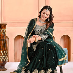 Pure Heavy Viscose Velvet Sharara Palazzo Suit Set