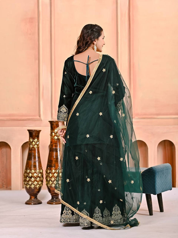 Pure Heavy Viscose Velvet Sharara Palazzo Suit Set