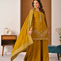 Heavy NC Vichitra Material With Beads Hand Work Sharara Palazzo Suit Set