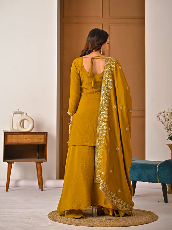 Heavy NC Vichitra Material With Beads Hand Work Sharara Palazzo Suit Set