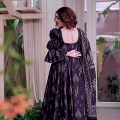 Maslin Cotton With Digital Print Work Anarkali Suit
