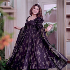Maslin Cotton With Digital Print Work Anarkali Suit