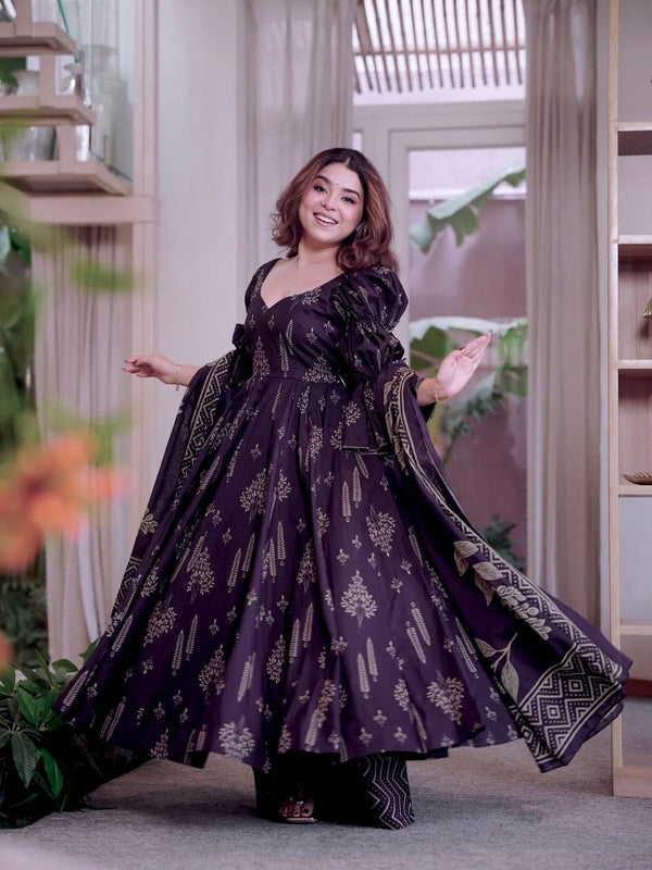 Maslin Cotton With Digital Print Work Anarkali Suit