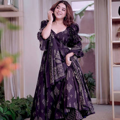Maslin Cotton With Digital Print Work Anarkali Suit