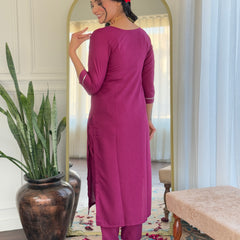 Rayon With Embroidery Kurti Pant Set With Dupatta