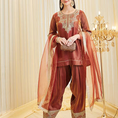 Designer Party Wear Look top with farshi salwar Heavy Fandy Silk Material With Embroidery sequence work