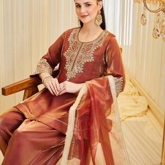 Designer Party Wear Look top with farshi salwar Heavy Fandy Silk Material With Embroidery sequence work
