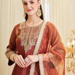 Designer Party Wear Look top with farshi salwar Heavy Fandy Silk Material With Embroidery sequence work