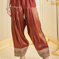 Designer Party Wear Look top with farshi salwar Heavy Fandy Silk Material With Embroidery sequence work