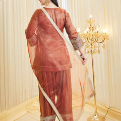 Designer Party Wear Look top with farshi salwar Heavy Fandy Silk Material With Embroidery sequence work